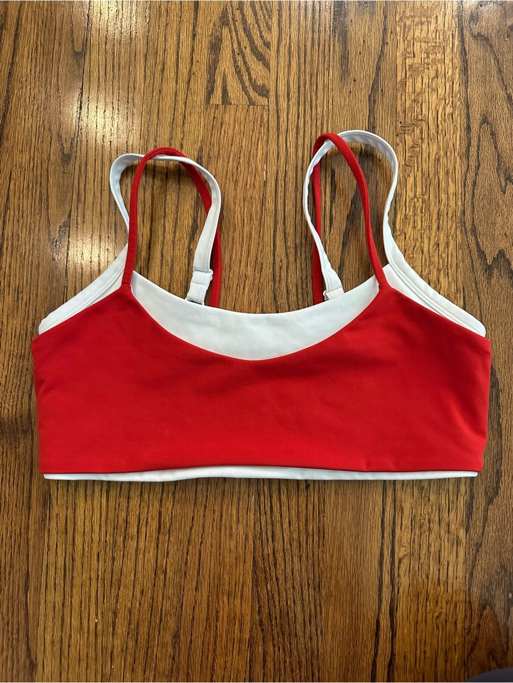 FORM Double Layered Sports Bra Cherry Red & White - Medium
